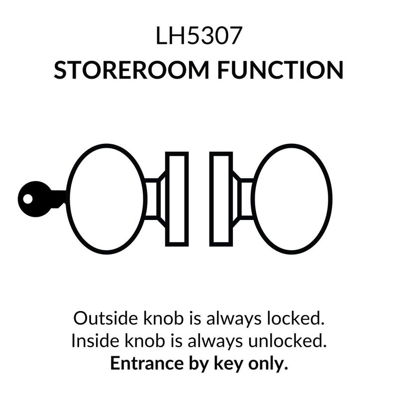 Lawrence Door Knob Cylindrical Lock Storeroom Function Key unlocks Exterior Satin Stainless Steel Finish LH5307OB -US32D UL Certified ANSI/BHMA Grade 2 Commercial Knob Heavy Duty Use Embassy Series - Image 2